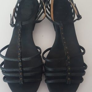 Frye Green Studded T-Strap Sandals Sz 8.5